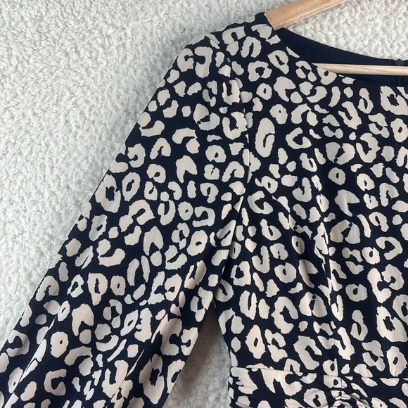 NWT Jessica Howard Womens Leopard Print Ruched Long Sleeve Midi Dress Size 6 - Picture 5 of 15